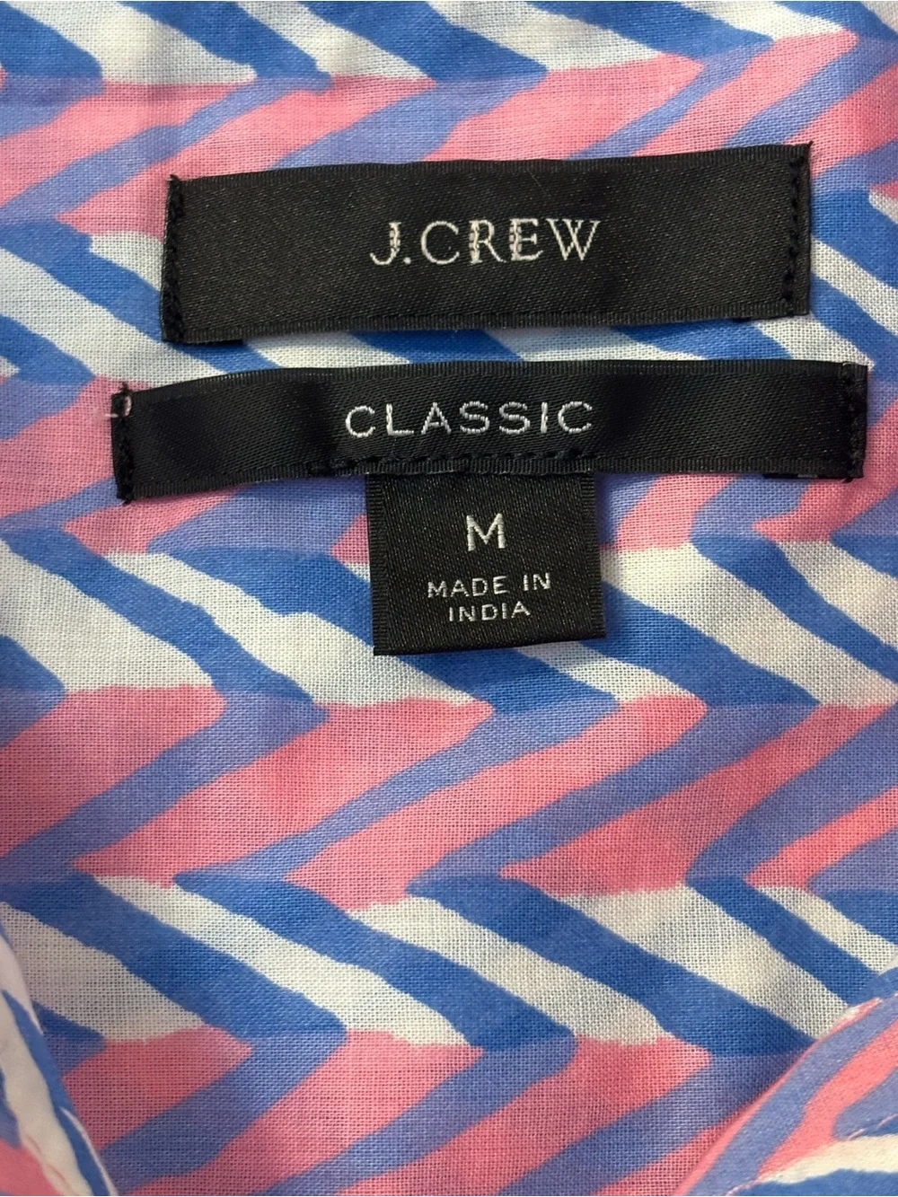 J. Crew Medium Cotton Pink blue collared pullover button shirt top blouse